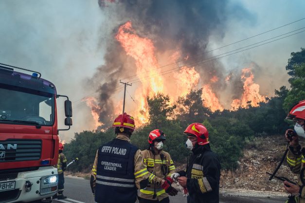 Polscy strażacy walczą z pożarami w Grecji
