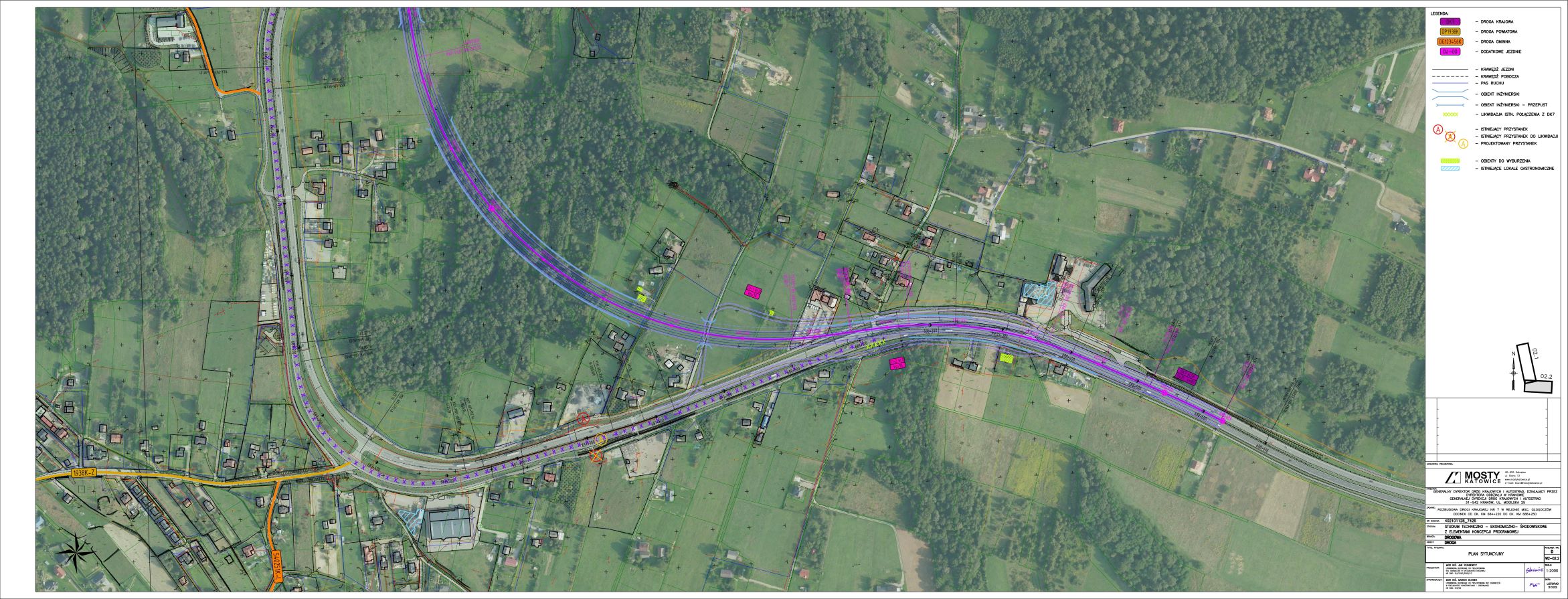 Plan sytuacyjny nr 2 – wariant nr 2 (fioletowy)