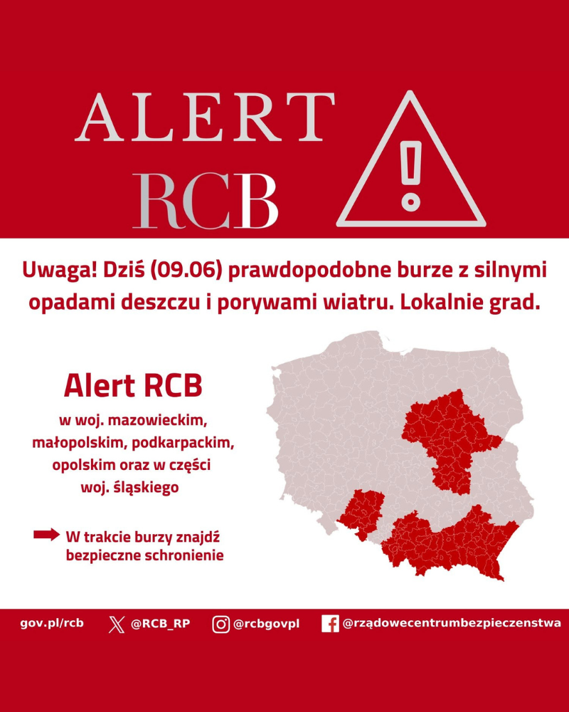 Ostrzeżenie przed burzami! Wojewoda zwołał posiedzenie Wojewódzkiego Zespołu Zarządzania Kryzysowego