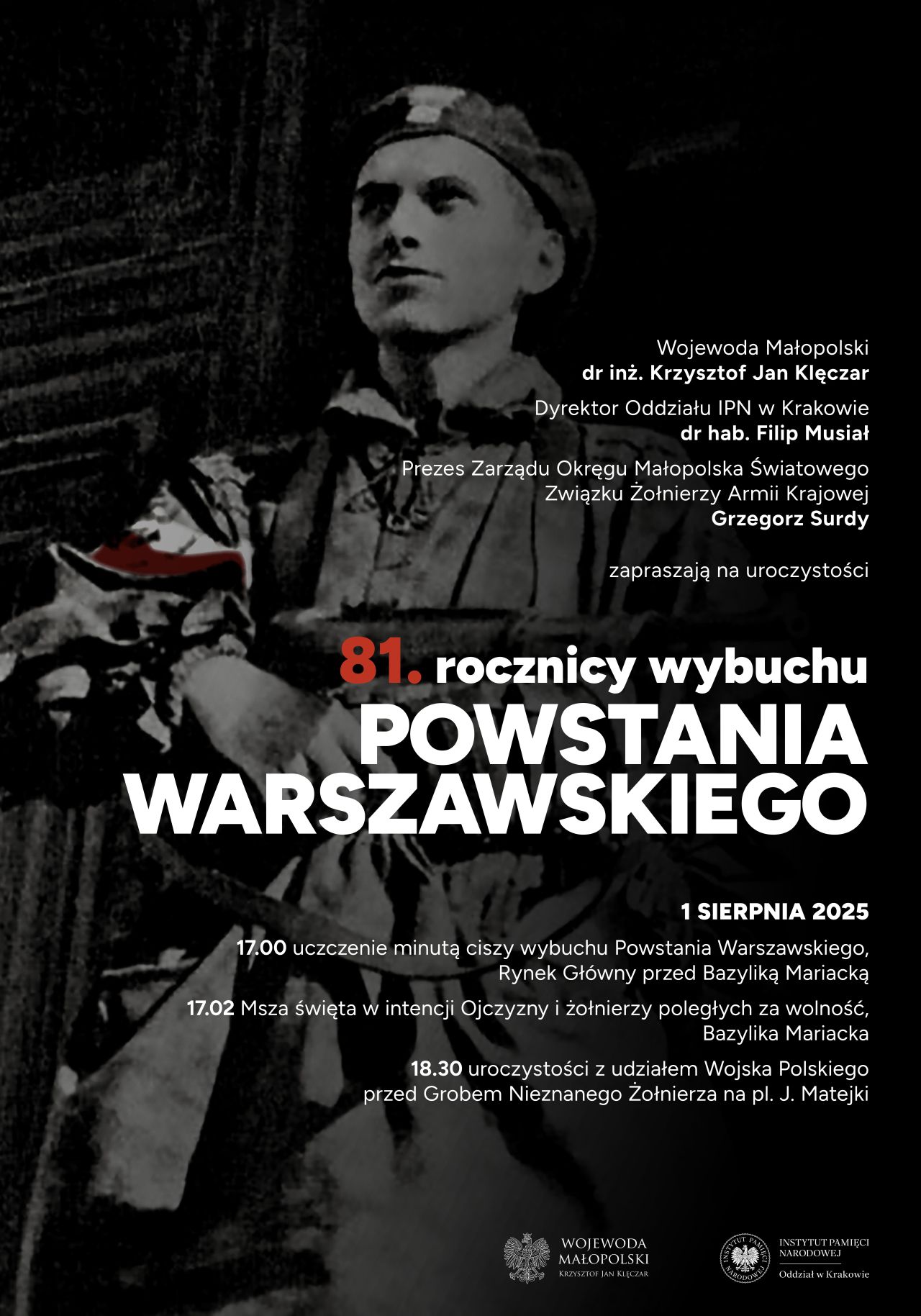 82. rocznica wybuchu Powstania Warszawskiego – obchody w Krakowie [program]