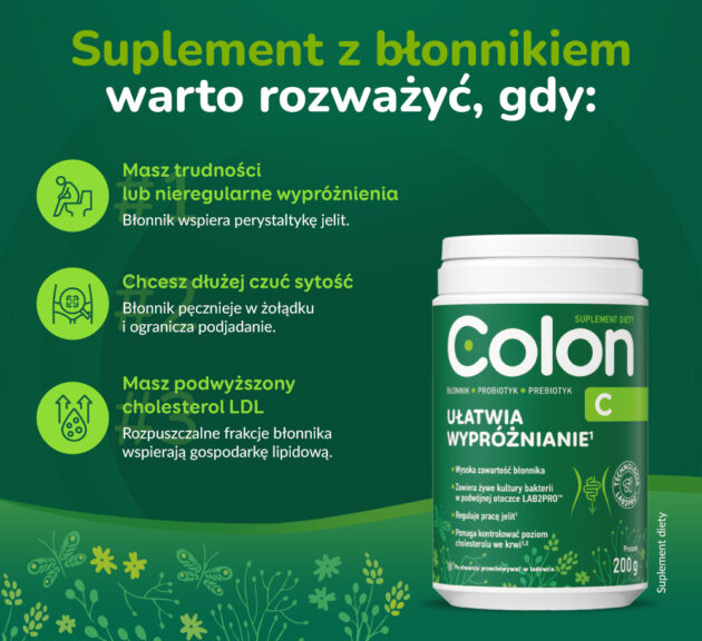 Suplement z błonnikiem warto rozważyć, gdy - infografika